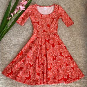 LuLaRoe XXS Orange Printed Dress